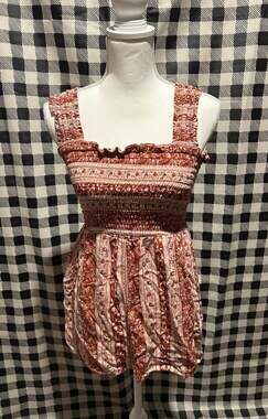 American Eagle Floral Smocked Boho Romper Medium Short